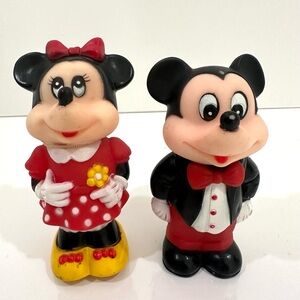 Vintage Disney Mickey & Minnie Mouse Bubble Wand Figures 1986 5” Toys Sucker
